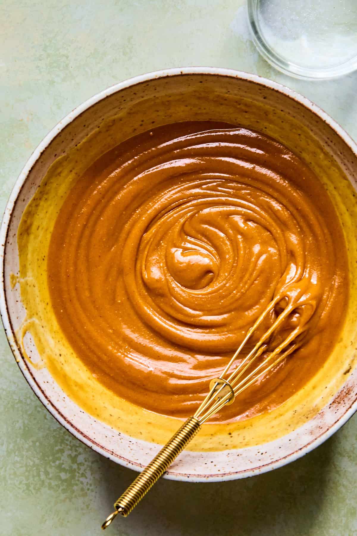 Peanut sauce ingredients mixed together in a bowl.