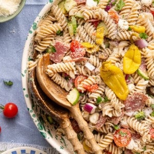 Gluten Free Italian Pasta Salad close up half view