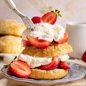 gluten free strawberry shortcake on a plate