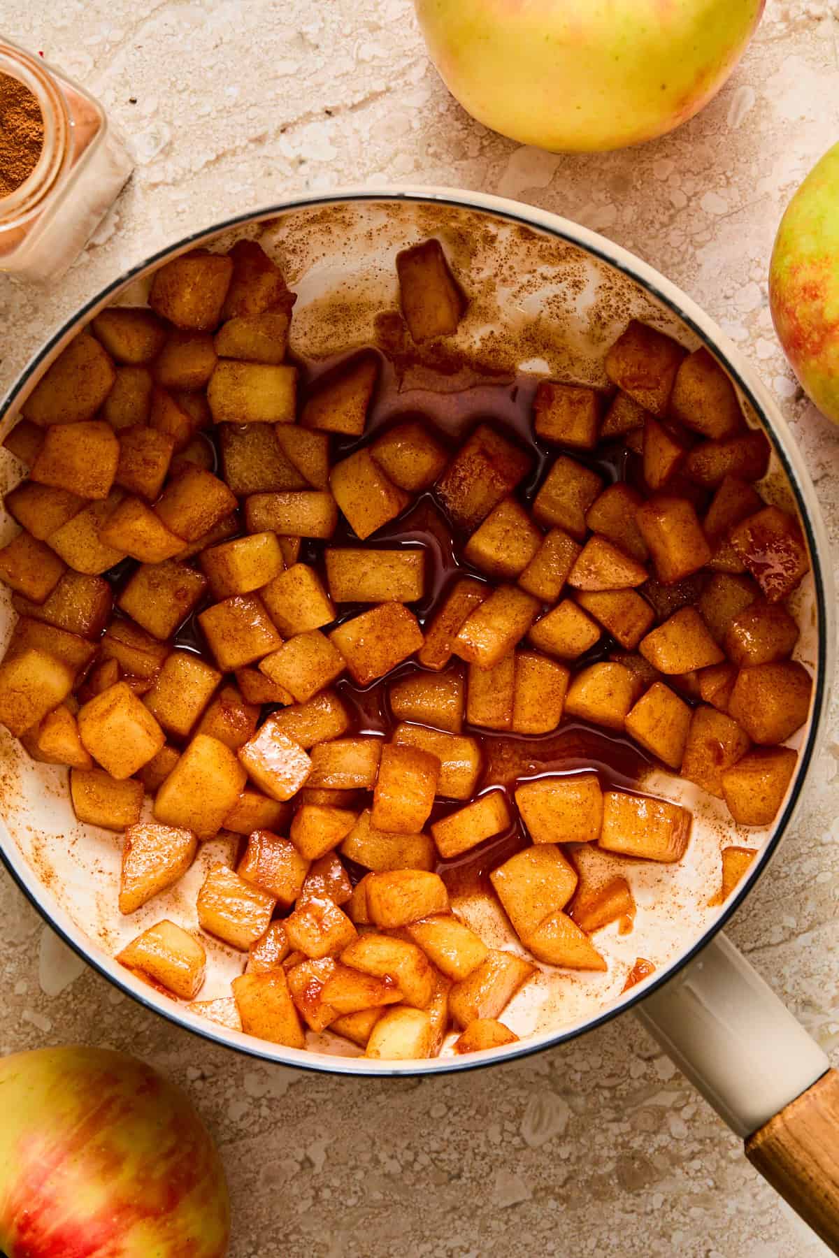 caramelized apples in a pot